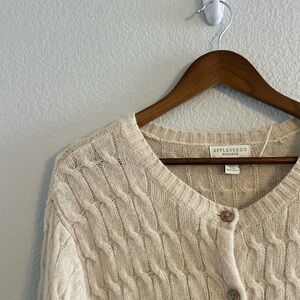 Appleseed's Women's Beige Cable Knit Cardigan